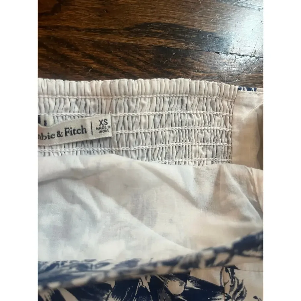 Abercrombie & Fitch Crop Top Blue Puff Sleeve Strapless Sz. XS fairy